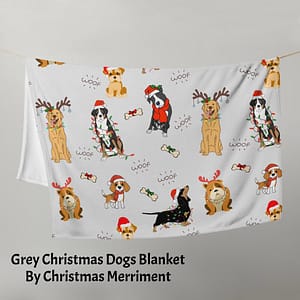 Grey Christmas Dogs Throw Blanket